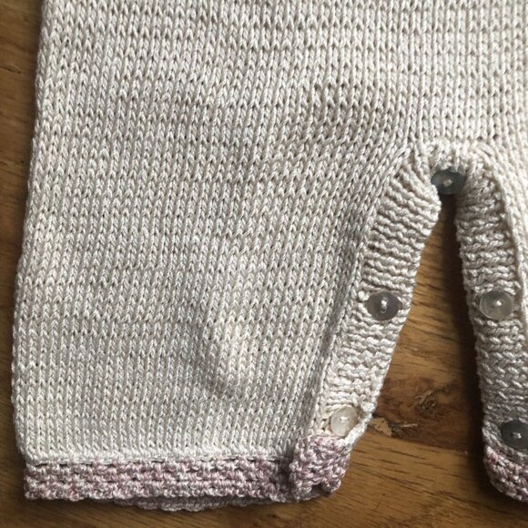 🆕Fournier Size 6M Knit Romper Natural & Blush Pink - Picture 4 of 9